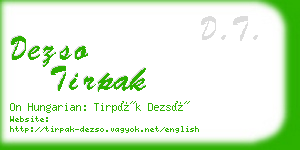 dezso tirpak business card